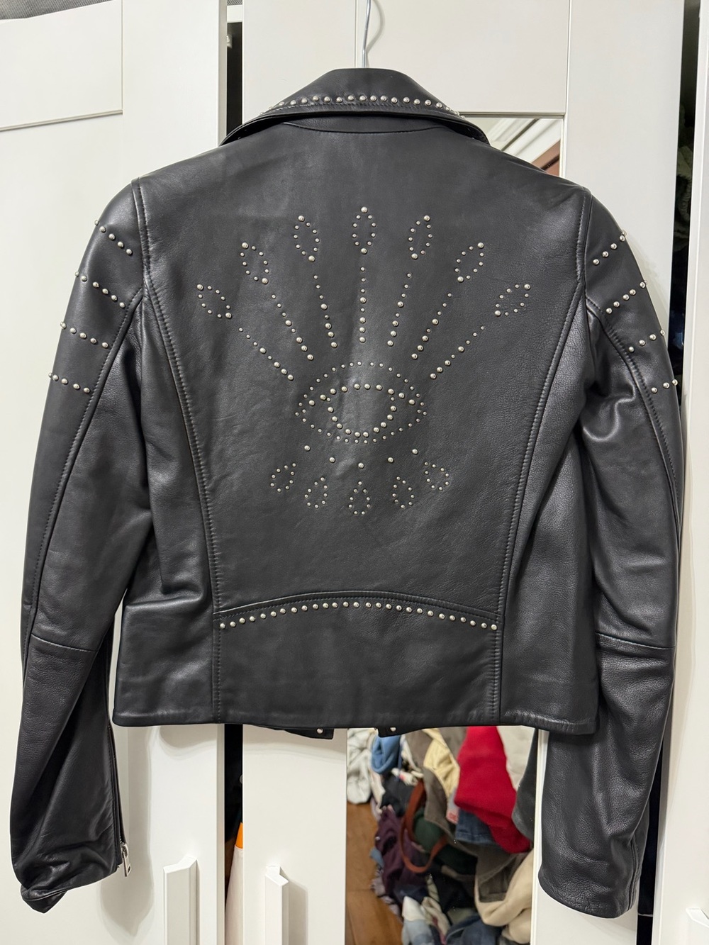 Lamarque Studded Leather Biker Jacket